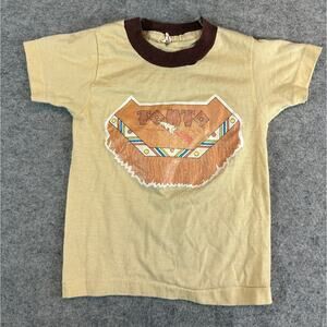 Vintage 80s Tanto Lone Ranger Sidekick Shirt Youth S 2-4 Yellow Native American